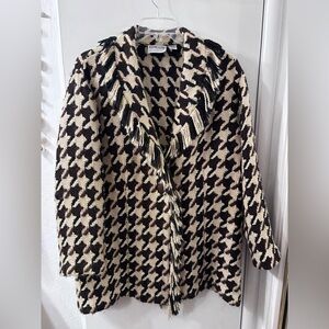 Chico's Houndstooth Brown with Fringe Coat